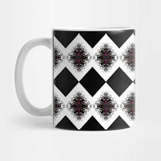 Black Diamond and Rose Pattern Mug